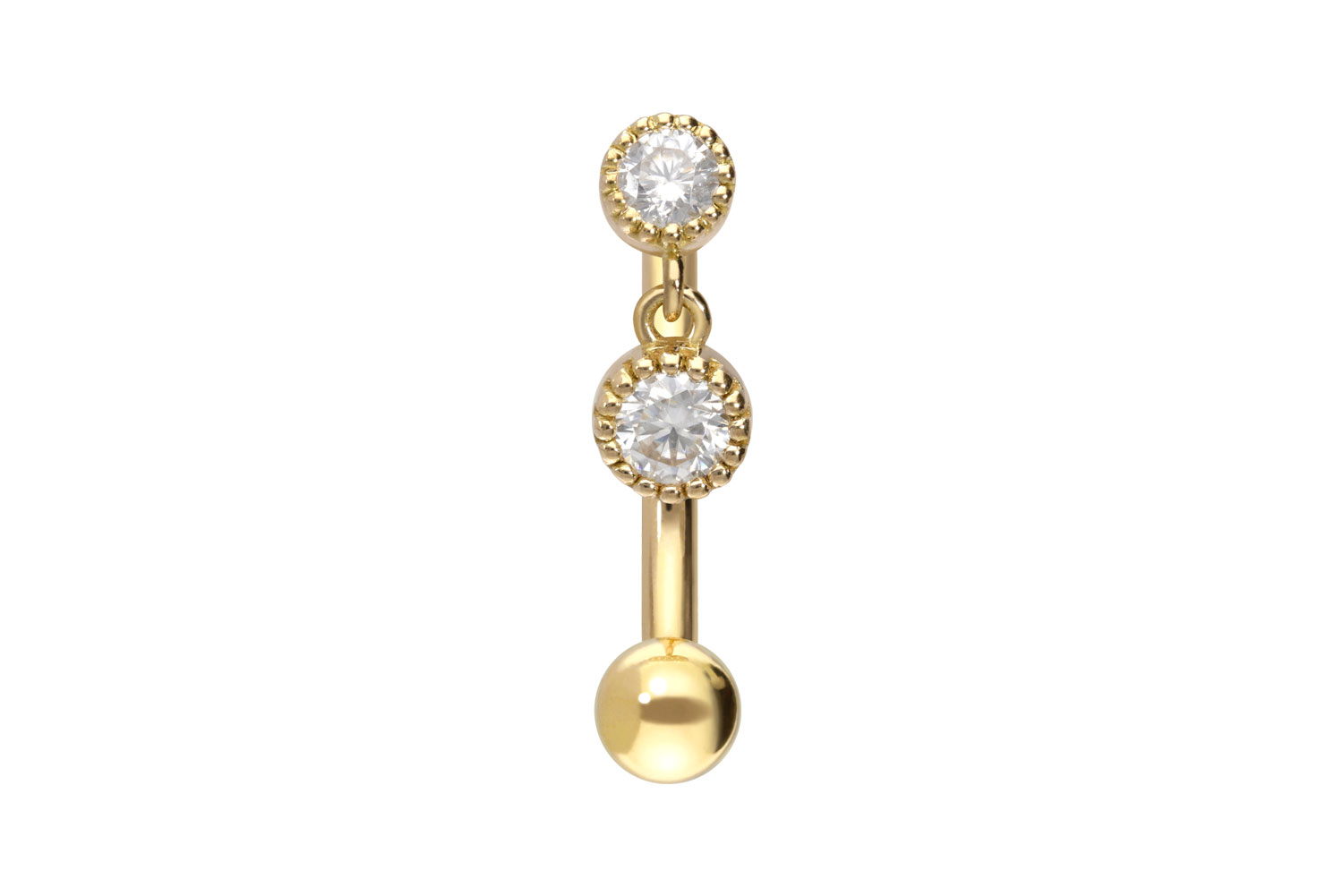 18 Karat Gold Bananabell Piercing 2 MOISSANITE